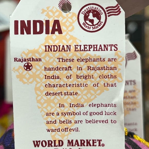 Elephant Garland World Market Handcrafted Fabric Beads Bell - Picture 10 of 10